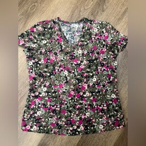 Koi Floral Camouflage Women's Scrub Top